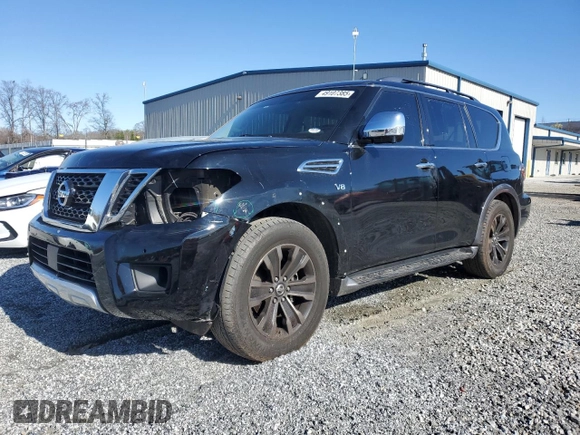2018 Nissan Armada Platinum with VIN JN8AY2NFXJ9330252, listed as a Copart auction lot 49107385 with 125,596 mi miles and Salvage Title. Bid and sale history available at carsss.com. Image 1.