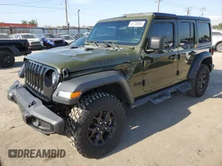 2022 Jeep Wrangler Unlimited Sport S with VIN 1C4HJXDG2NW196267, listed as a Copart auction lot 52739885 with 18,547 mi miles and Salvage Title. Bid and sale history available at carsss.com. Image 1.