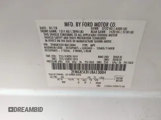 2018 Ford Flex SEL z VIN 2FMGK5C81JBA13004, wystawiony jako IAAI lot #42219904 z przebiegiem 107 723 mil mil oraz . Historia ofert i sprzedaży dostępna na DreamBid. Obrazek 9.