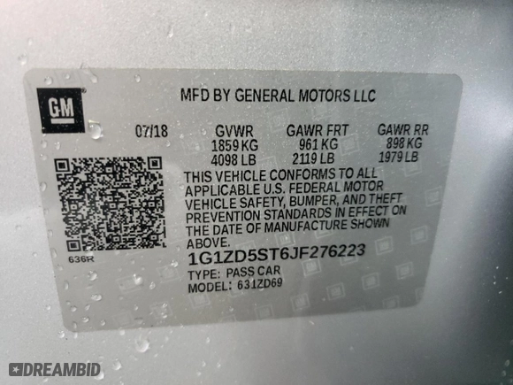 2018 Chevrolet Malibu LT with VIN 1G1ZD5ST6JF276223, listed as a Copart auction lot 50914475 with 111,635 mi miles and Clean Title. Bid and sale history available at carsss.com. Image 12.