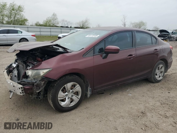 2015 Honda Civic Sedan LX with VIN 19XFB2F50FE101512, listed as a Copart auction lot 49170105 with 65,204 mi miles and Salvage Title. Bid and sale history available at carsss.com. Image 1.