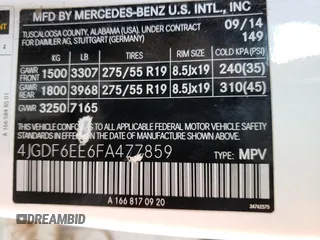 2015 Mercedes-Benz GL-Class GL 450 with VIN 4JGDF6EE6FA477859, listed as a Copart auction lot 70937732 with 71,102 mi miles. Bid and sale history available at carsss.com. Image 13.