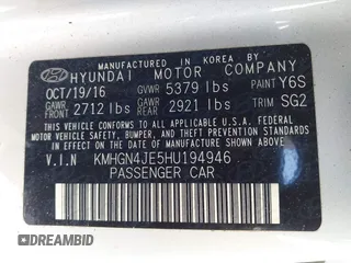 2017 Genesis G80 3.8L z VIN KMHGN4JE5HU194946, wystawiony jako IAAI lot #42108731 z przebiegiem 155 495 mil mil oraz . Historia ofert i sprzedaży dostępna na DreamBid. Obrazek 9.