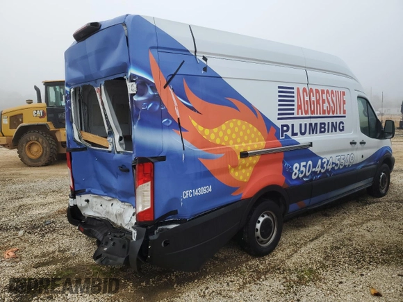 2019 Ford Transit Cargo with VIN 1FTBW3XG1KKB53408, listed as a Copart auction lot 88940825 with 43,249 mi miles and Salvage Title. Bid and sale history available at carsss.com. Image 3.
