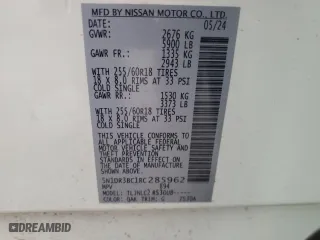 2024 Nissan Pathfinder SV with VIN 5N1DR3BC1RC285962, listed as a Copart auction lot 85106544 with 15,095 mi miles and Salvage Title. Bid and sale history available at carsss.com. Image 13.