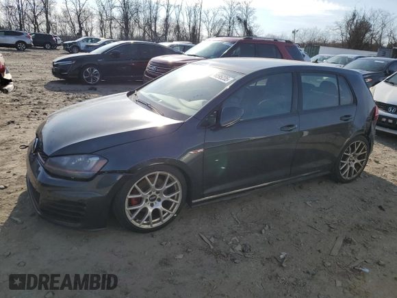 2015 Volkswagen Golf GTI SE with VIN 3VW5T7AUXFM004177, listed as a Copart auction lot 46595235 with 145,977 mi miles and Salvage Title. Bid and sale history available at carsss.com. Image 1.