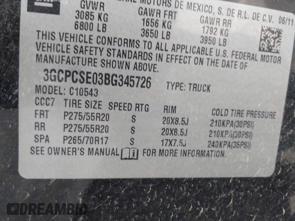 2011 Chevrolet Silverado 1500 LT with VIN 3GCPCSE03BG345726, listed as a IAAI auction lot 42041586 with 137,450 mi miles and . Bid and sale history available at DreamBid. Image 9.