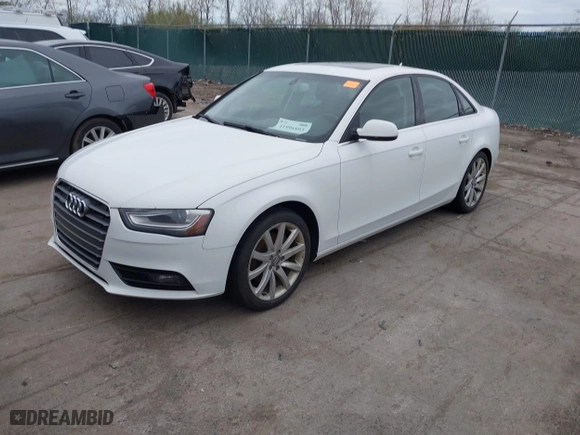 2013 Audi A4 Premium Plus with VIN WAUFFAFL0DN027172, listed as a IAAI auction lot 41996893 with 231,809 mi miles. Bid and sale history available at carsss.com. Image 2.