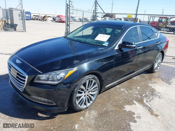 2015 Hyundai Genesis 5.0L with VIN KMHGN4JF5FU027850, listed as a IAAI auction lot 41634248 with 122,999 mi miles. Bid and sale history available at carsss.com. Image 2.