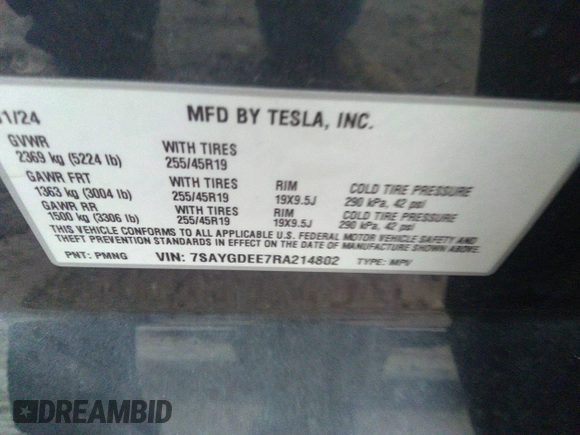 2024 Tesla Model Y Long Range z VIN 7SAYGDEE7RA214802, wystawiony jako IAAI lot #41118623 z przebiegiem 12 336 mil mil oraz . Historia ofert i sprzedaży dostępna na DreamBid. Obrazek 9.