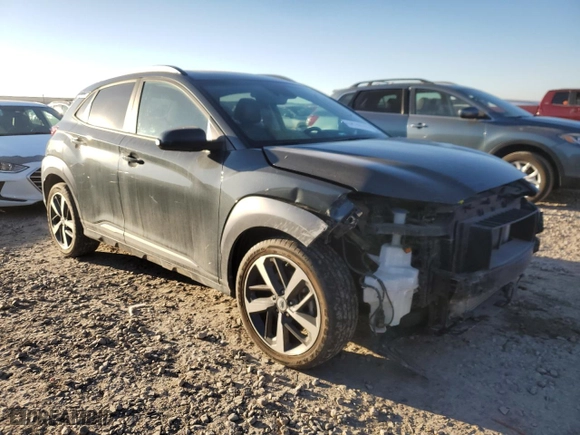 2021 Hyundai Kona Ultimate with VIN KM8K5CA50MU686931, listed as a Copart auction lot 46915445 with 43,612 mi miles and Salvage Title. Bid and sale history available at carsss.com. Image 4.
