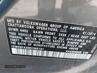 2014 Volkswagen Passat TDI SEL Premium with VIN 1VWCN7A30EC065191, listed as a IAAI auction lot 41860810 with 275,430 mi miles. Bid and sale history available at carsss.com. Image 9.