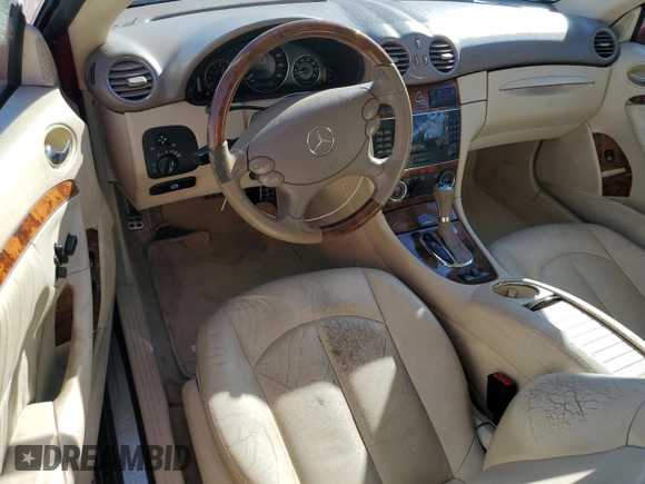 2009 Mercedes-Benz CLK 350 with VIN WDBTK56F09T106832, listed as a Copart auction lot 80189174 with 152,662 mi miles and Salvage Title. Bid and sale history available at DreamBid. Image 8.
