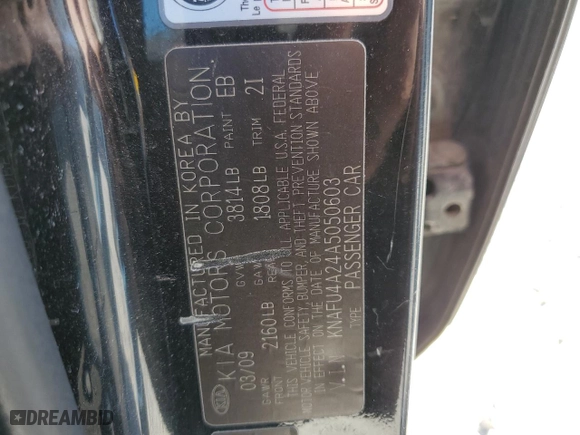 2010 Kia Forte EX with VIN KNAFU4A24A5050603, listed as a Copart auction lot 46483875 with 149,522 mi miles and Clean Title. Bid and sale history available at carsss.com. Image 14.