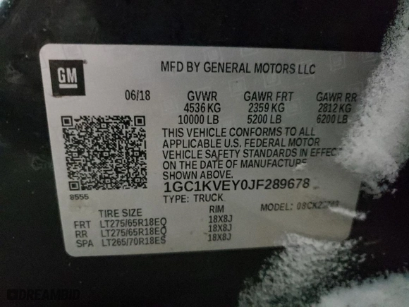 2018 Chevrolet Silverado 2500HD LT with VIN 1GC1KVEY0JF289678, listed as a Copart auction lot 41644285 with 0 mi miles and Clean Title. Bid and sale history available at carsss.com. Image 14.