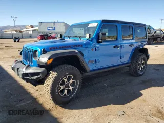 2023 Jeep Wrangler Rubicon with VIN 1C4HJXFG8PW509659, listed as a Copart auction lot 77617444 with 53,793 mi miles and Salvage Title. Bid and sale history available at DreamBid. Image 1.