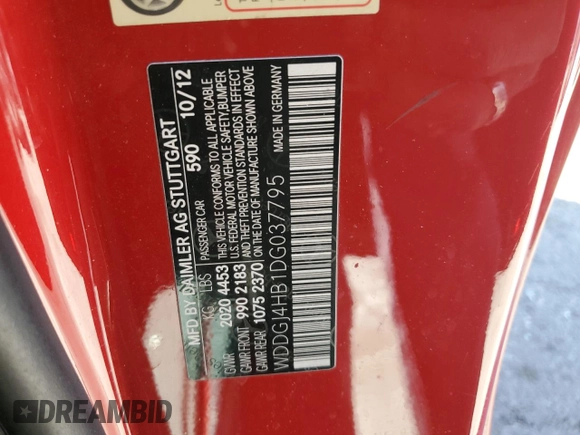 2013 Mercedes-Benz C 250 with VIN WDDGJ4HB1DG037795, listed as a Copart auction lot 49511715 with 116,300 mi miles and Salvage Title. Bid and sale history available at DreamBid. Image 12.