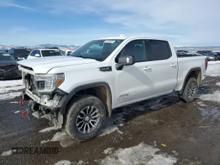 2021 GMC Sierra 1500 AT4 with VIN 3GTP9EED5MG386932, listed as a Copart auction lot 46358645 with 46,967 mi miles and Salvage title. Bid and sale history available at DreamBid. Image 1.