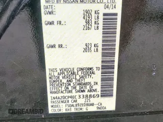 2014 Nissan LEAF SL z VIN 1N4AZ0CP4EC338869, wystawiony jako Copart lot #57100635 z przebiegiem 41 296 mil mil oraz Szkoda całkowita • Salvage title. Historia ofert i sprzedaży dostępna na DreamBid. Obrazek 12.