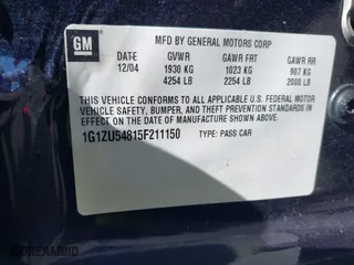 2005 Chevrolet Malibu LT with VIN 1G1ZU54815F211150, listed as a IAAI auction lot 41878918 with 161,132 mi miles. Bid and sale history available at carsss.com. Image 9.
