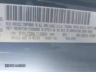 2020 Jeep Compass Altitude z VIN 3C4NJCBB8LT133924, wystawiony jako IAAI lot #41750958 z przebiegiem Nie podano mil oraz . Historia ofert i sprzedaży dostępna na DreamBid. Obrazek 9.