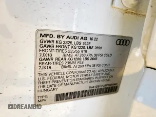 2023 Audi Q3 S line Premium with VIN WA1DECF35P1054849, listed as a Copart auction lot 58766615 with 43,588 mi miles and Salvage title. Bid and sale history available at DreamBid. Image 13.
