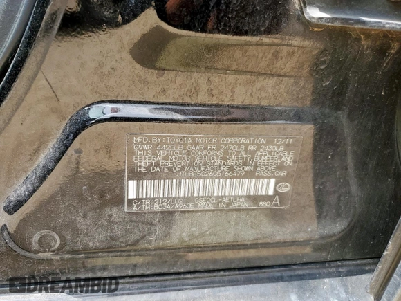 2012 Lexus IS 250 with VIN JTHBF5C26C5166479, listed as a Copart auction lot 62152895 with 183,147 mi miles and Salvage title. Bid and sale history available at DreamBid. Image 12.