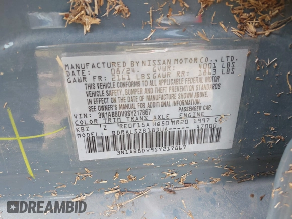 2025 Nissan Sentra SR с VIN 3N1AB8DV9SY217867, выставлен на аукционе IAAI как лот 41945090 с пробегом 6 717 миль миль и . История ставок и продаж доступна на DreamBid. Изображение 9.