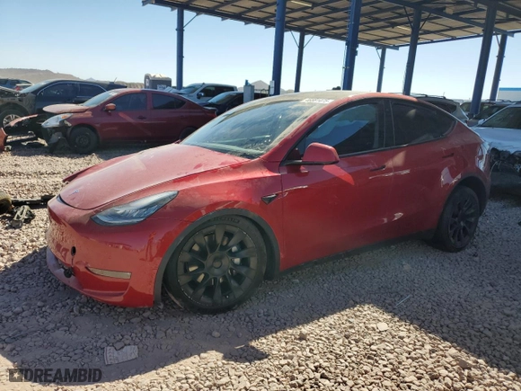 2020 Tesla Model Y Long Range with VIN 5YJYGDEE3LF052125, listed as a Copart auction lot 46881475 with NaN miles and Salvage Title. Bid and sale history available at carsss.com. Image 1.
