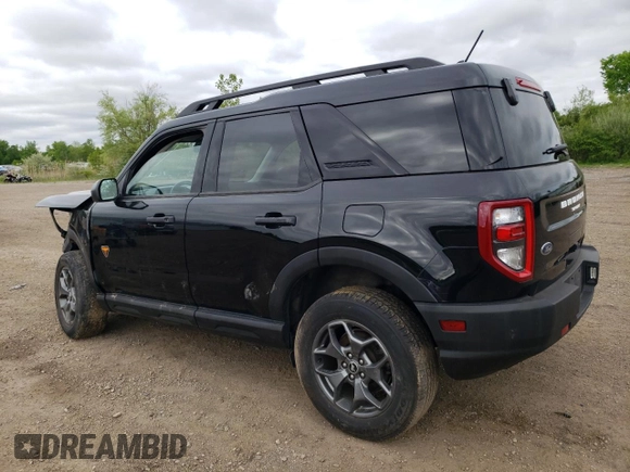 2022 Ford Bronco Sport Badlands z VIN 3FMCR9D9XNRE21095, wystawiony jako Copart lot #57636345 z przebiegiem 60 386 mil mil oraz Szkoda całkowita • Salvage title. Historia ofert i sprzedaży dostępna na DreamBid. Obrazek 2.