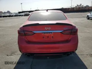 2020 Infiniti Q50 Red Sport 400 with VIN JN1FV7AP3LM630210, listed as a Copart auction lot 41796535 with 54,587 mi miles and Salvage title. Bid and sale history available at DreamBid. Image 6.