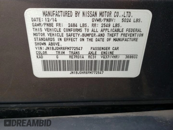 2015 Infiniti QX50 Journey with VIN JN1BJ0HR6FM772547, listed as a Copart auction lot 69140844 with 79,700 mi miles and Salvage Title. Bid and sale history available at carsss.com. Image 12.