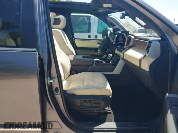 2024 Toyota Tundra 1794 Edition with VIN 5TFMA5DBXRX142402, listed as a IAAI auction lot 42619668 with 17,523 mi miles and . Bid and sale history available at DreamBid. Image 5.