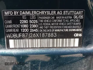 2006 Mercedes-Benz E 350 with VIN WDBUF87J26X187883, listed as a IAAI auction lot 41832453 with 194,619 mi miles and . Bid and sale history available at carsss.com. Image 9.