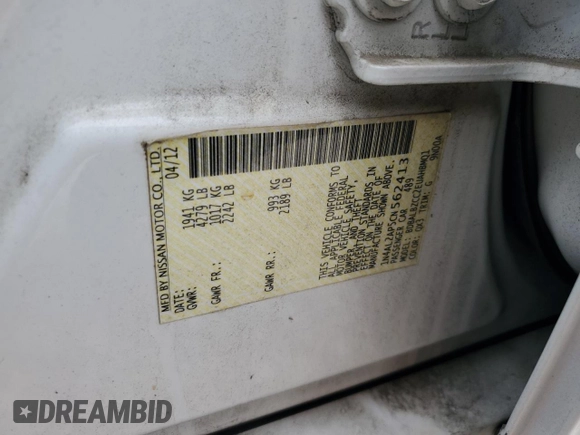 2012 Nissan Altima S with VIN 1N4AL2AP5CN562413, listed as a Copart auction lot 51344765 with 145,635 mi miles and Clean Title. Bid and sale history available at DreamBid. Image 12.