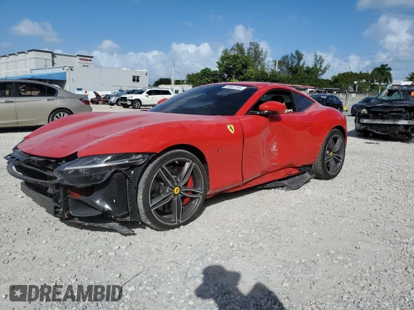 2021 Ferrari Roma z VIN ZFF98RNA5M0267812, wystawiony jako Copart lot #78847294 z przebiegiem Nie podano mil oraz Szkody całkowita. Historia ofert i sprzedaży dostępna na DreamBid. Obrazek 1.