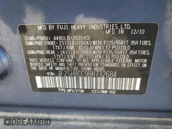 2011 Subaru Forester 2.5X Premium with VIN JF2SHBCC9BH732684, listed as a Copart auction lot 45424195 with 146,831 mi miles and Salvage Title. Bid and sale history available at carsss.com. Image 16.