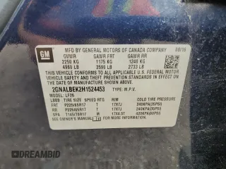 2017 Chevrolet Equinox LS with VIN 2GNALBEK2H1524453, listed as a Copart auction lot 53070015 with 0 mi miles and Salvage Title. Bid and sale history available at carsss.com. Image 13.