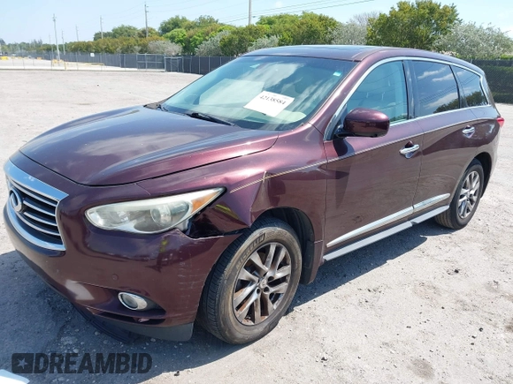 2013 Infiniti JX35 with VIN 5N1AL0MM6DC332579, listed as a IAAI auction lot 42138584 with 137,046 mi miles and . Bid and sale history available at DreamBid. Image 2.
