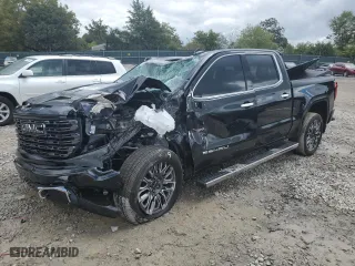2023 GMC Sierra 1500 Denali Ultimate with VIN 1GTUUHEL9PZ273709, listed as a Copart auction lot 72153024 with 24,143 mi miles and Salvage Title. Bid and sale history available at carsss.com. Image 1.
