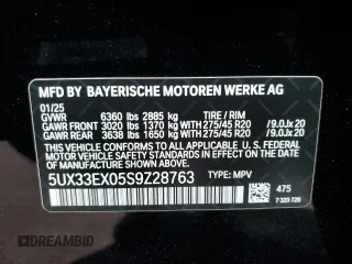 2025 BMW X6 xDrive40i z VIN 5UX33EX05S9Z28763, wystawiony jako Copart lot #54533525 z przebiegiem 1329 mil mil oraz Szkody całkowita. Historia ofert i sprzedaży dostępna na DreamBid. Obrazek 12.