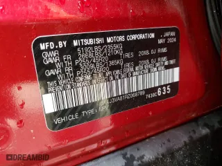 2024 Mitsubishi Outlander SE with VIN JA4J3VA81RZ068789, listed as a Copart auction lot 49743705 with 21,884 mi miles and Clean Title. Bid and sale history available at carsss.com. Image 13.