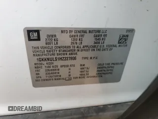 2017 GMC Acadia SLT with VIN 1GKKNULS1HZ227806, listed as a Copart auction lot 51687105 with 164,692 mi miles and Salvage Title. Bid and sale history available at carsss.com. Image 13.