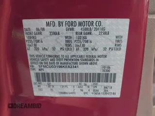 2008 Ford Escape XLT with VIN 1FMCU03198KE82341, listed as a IAAI auction lot 42573165 with 133,620 mi miles and . Bid and sale history available at DreamBid. Image 9.