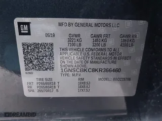 2019 Chevrolet Tahoe LT with VIN 1GNSCBKC8KR366460, listed as a IAAI auction lot 41384327 with 76,861 mi miles. Bid and sale history available at carsss.com. Image 9.