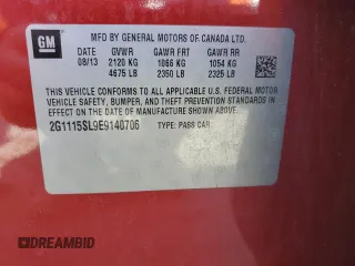 2014 Chevrolet Impala LT with VIN 2G1115SL9E9140706, listed as a Copart auction lot 47170364 with 60,744 mi miles and Salvage Title. Bid and sale history available at DreamBid. Image 12.