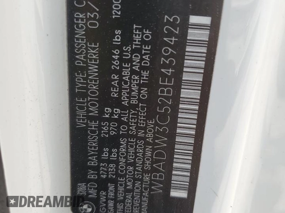 2011 BMW 3 Series 328i с VIN WBADW3C52BE439423, выставлен на аукционе Copart как лот 54858645 с пробегом 113 999 миль миль и Списание • Salvage title. История ставок и продаж доступна на DreamBid. Изображение 13.