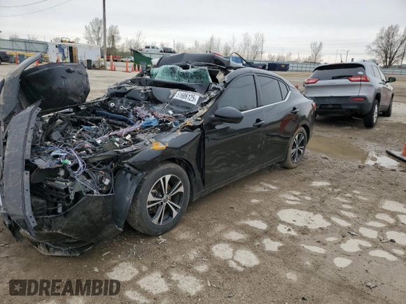 2021 Nissan Sentra SV with VIN 3N1AB8CV1MY320866, listed as a Copart auction lot 51606125 with Not Provided miles and Salvage Title. Bid and sale history available at carsss.com. Image 1.