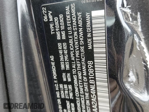 2022 Porsche Macan with VIN WP1AA2A54NLB10898, listed as a Copart auction lot 46875015 with Not Provided miles and Salvage Title. Bid and sale history available at DreamBid. Image 15.