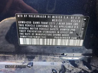 2016 Volkswagen GTI SE с VIN 3VW4T7AU7GM051342, выставлен на аукционе Copart как лот 42798775 с пробегом 77 973 миль миль и Списание • Salvage title. История ставок и продаж доступна на DreamBid. Изображение 12.
